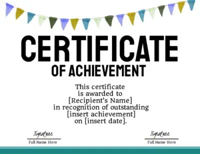 Colored banner on the top of the certificate