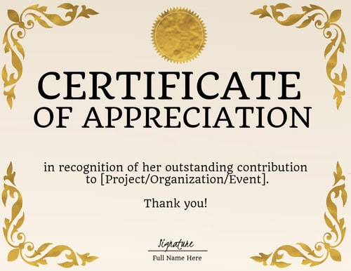 Certificate of Appreciation - 20 - Personalized Templates