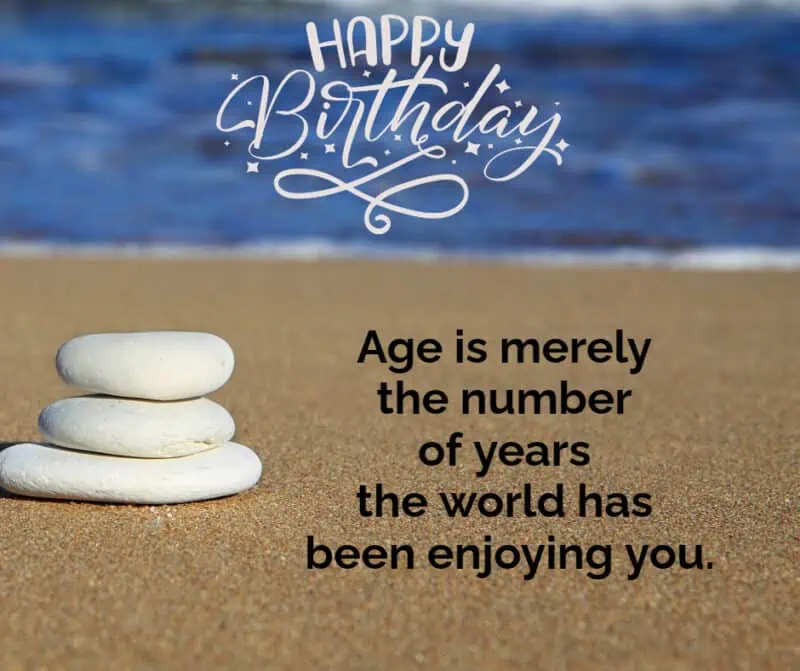 Beach birthday image (Age is merely the number of years the world has been enjoying you.)
