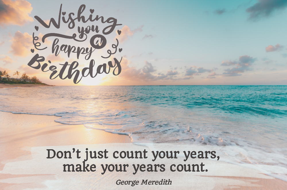 Happy Birthday Beach with Quote - 32 (1000x667px Landscape ...