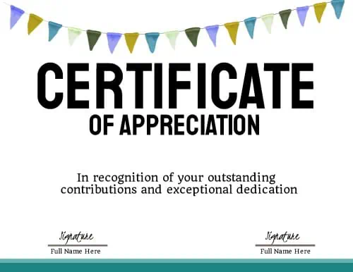 Cute certificate with a colored banner on the top