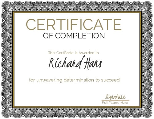 Certificate Of Completion - Personalized Templates