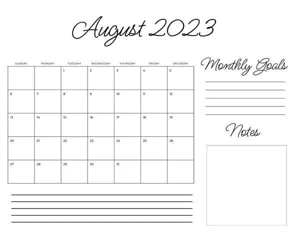 August 2023 Planner