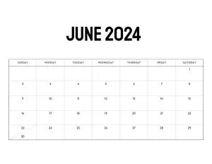 Blank calendar Jun 2024