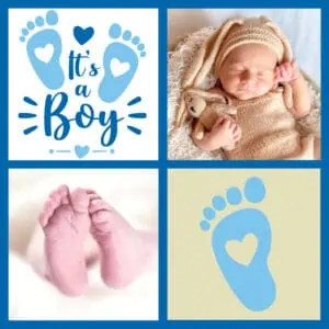 collage with photos of a baby boy