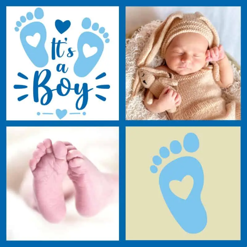 collage with photos of a baby boy