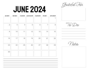 Planner with gratitude - June 2024