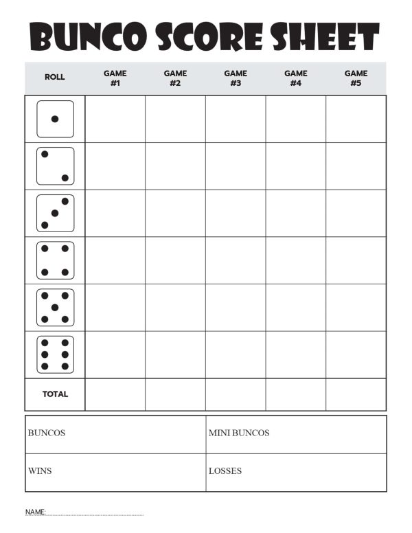 bunco scoresheet