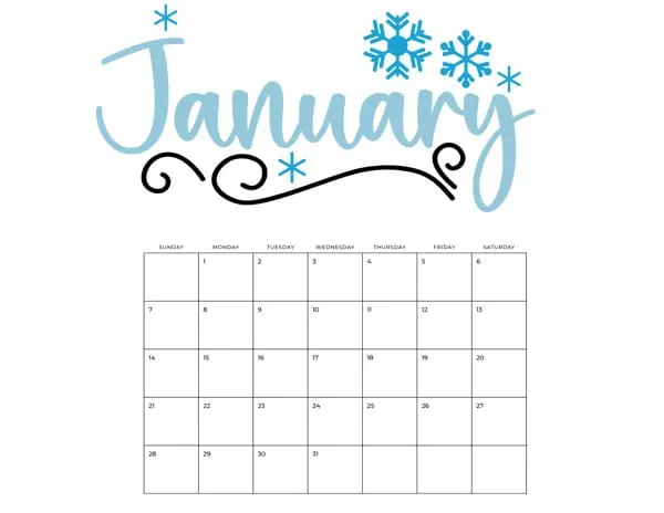 January with clipart heading