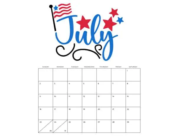July with clipart heading