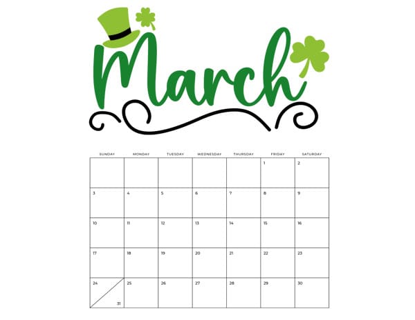 Cute Clipart Title With A Calendar - March 2024 - Personalized Templates