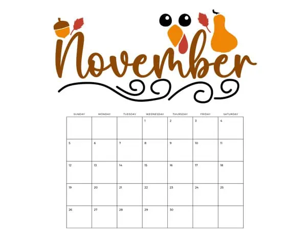 November with clipart heading