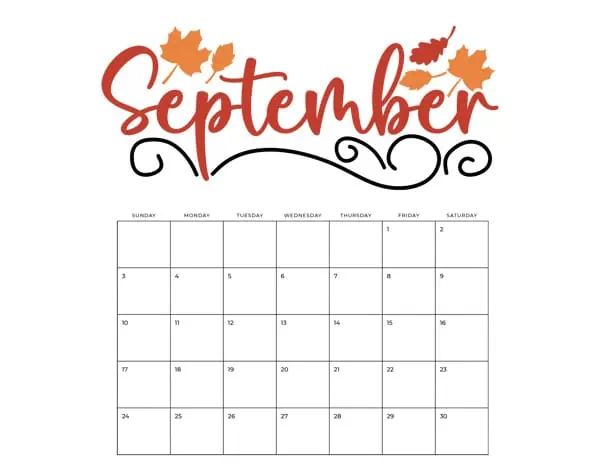 September with clipart heading