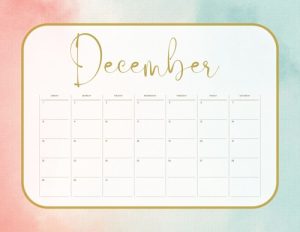 pretty calendar with a gold title