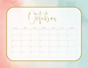 pretty calendar with a gold title